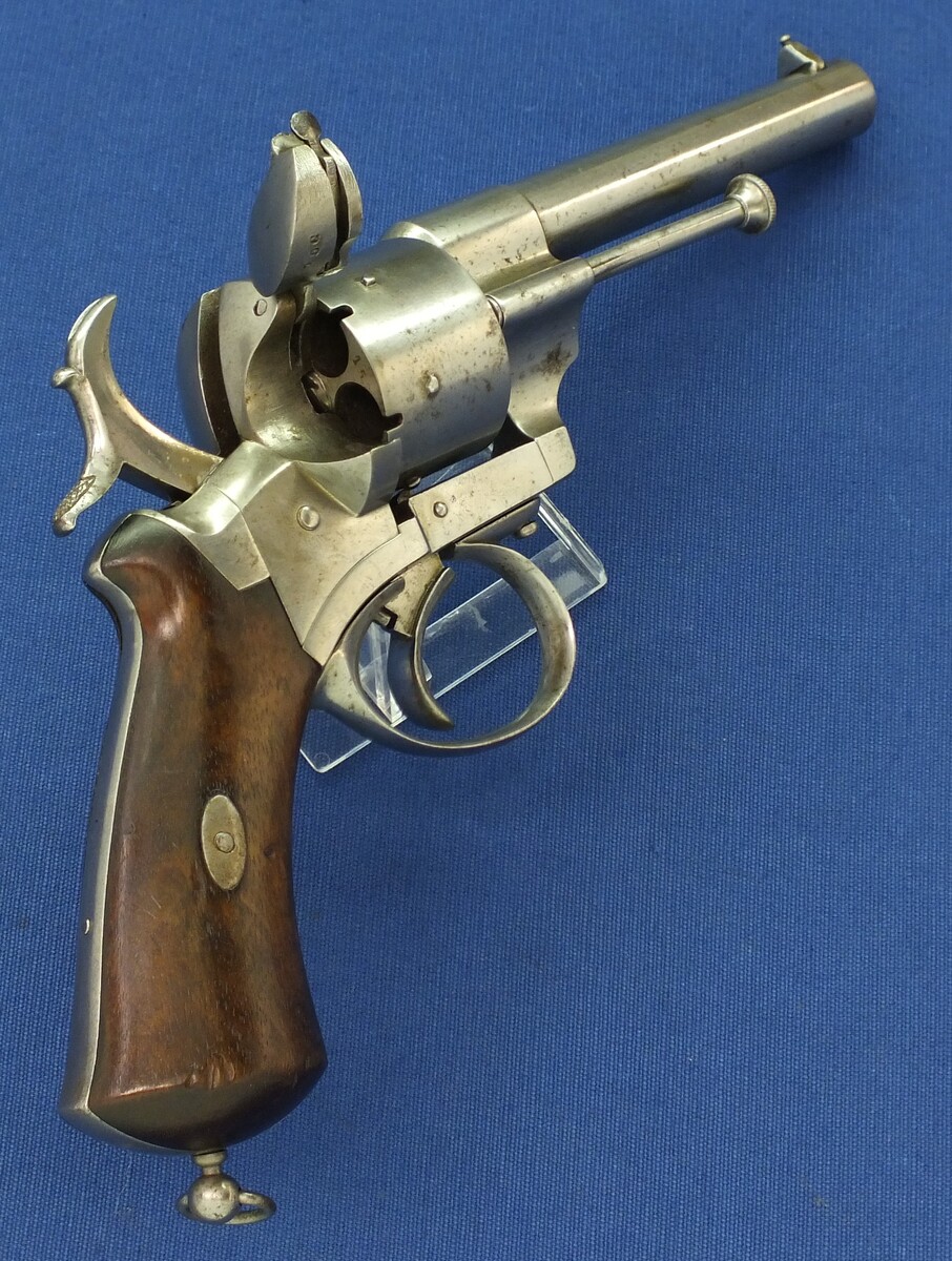 An antique French Triple Action Pinfire Revolver Lefaucheux Model 1862, signed 