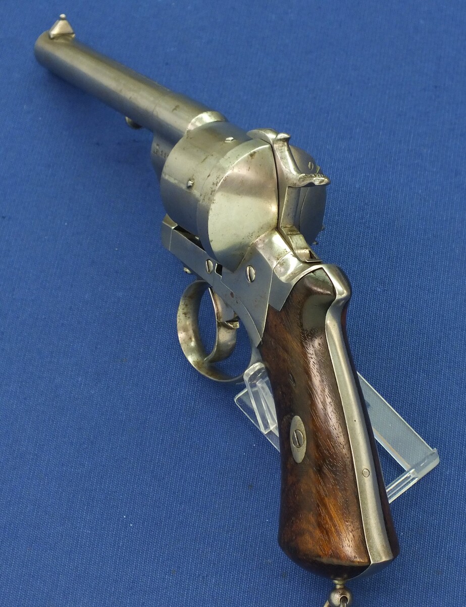 An antique French Triple Action Pinfire Revolver Lefaucheux Model 1862, signed 