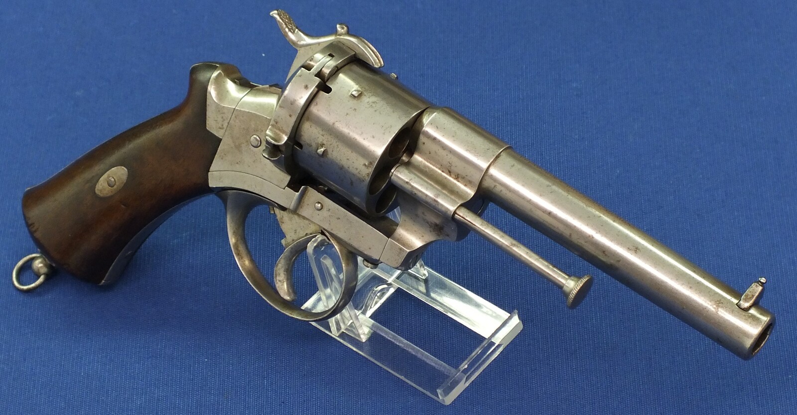 An antique French Triple Action Pinfire Revolver Lefaucheux Model 1862, signed 