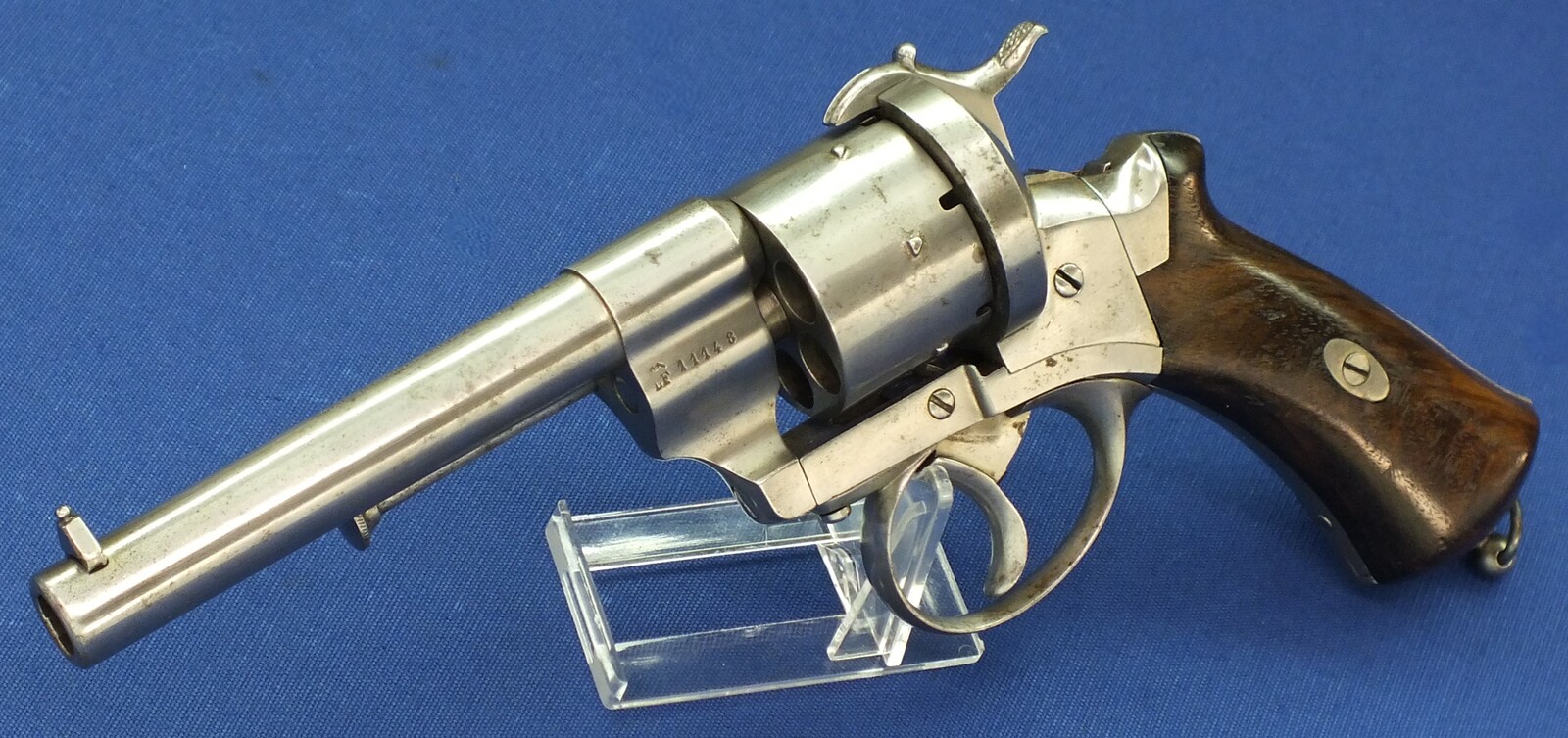 An antique French Triple Action Pinfire Revolver Lefaucheux Model 1862, signed 