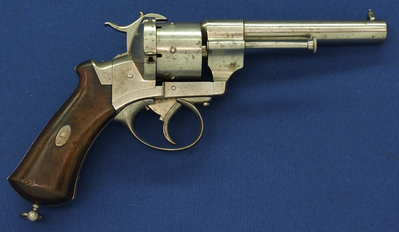 An antique French Triple Action Pinfire Revolver Lefaucheux Model 1862, signed 