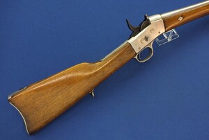 An antique Probably Spanish/Cuban Remington Rolling block Short Rifle. Caliber 12mm centerfire. 60cm Barrel, length 99cm. In good/very good condition. Price 495 euro