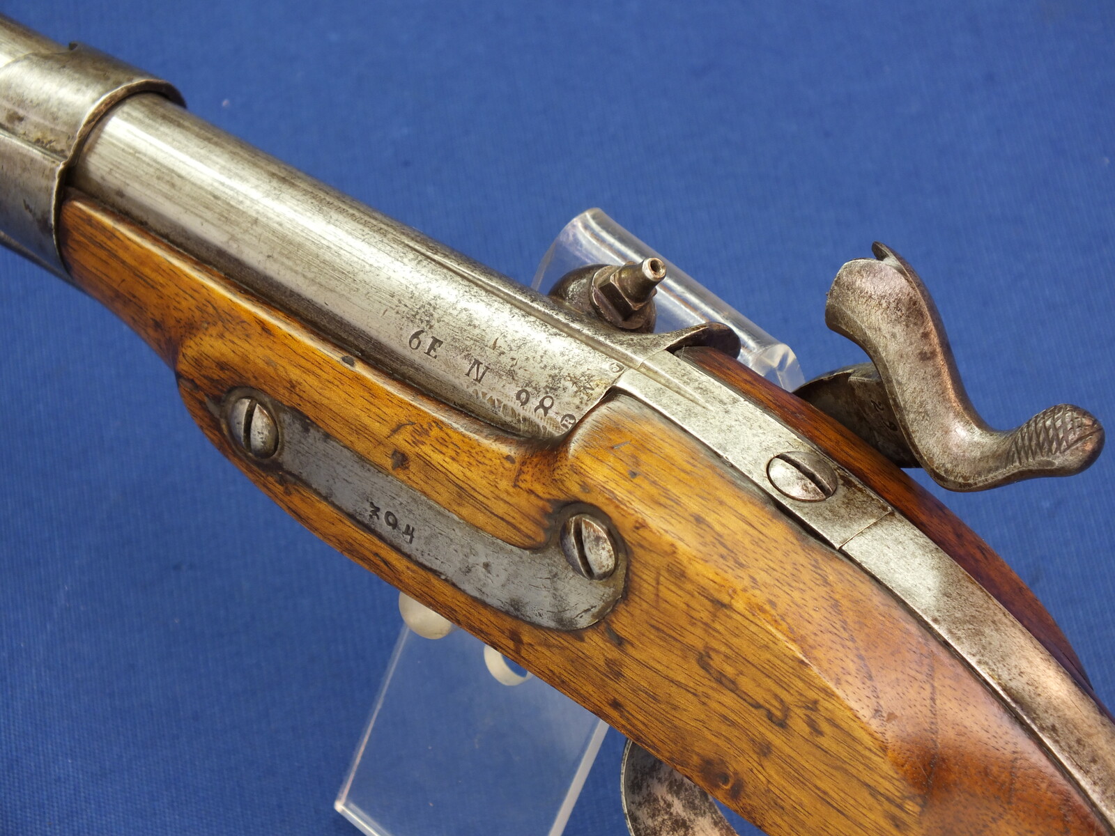 An antique shortened Austrian Lorenz Cavalry Pistol Model 1859, signed FRED FRUWIRTH, caliber 13.8 mm, Barrel 22cm. length 38 cm. In very good condition. Price 575 euro