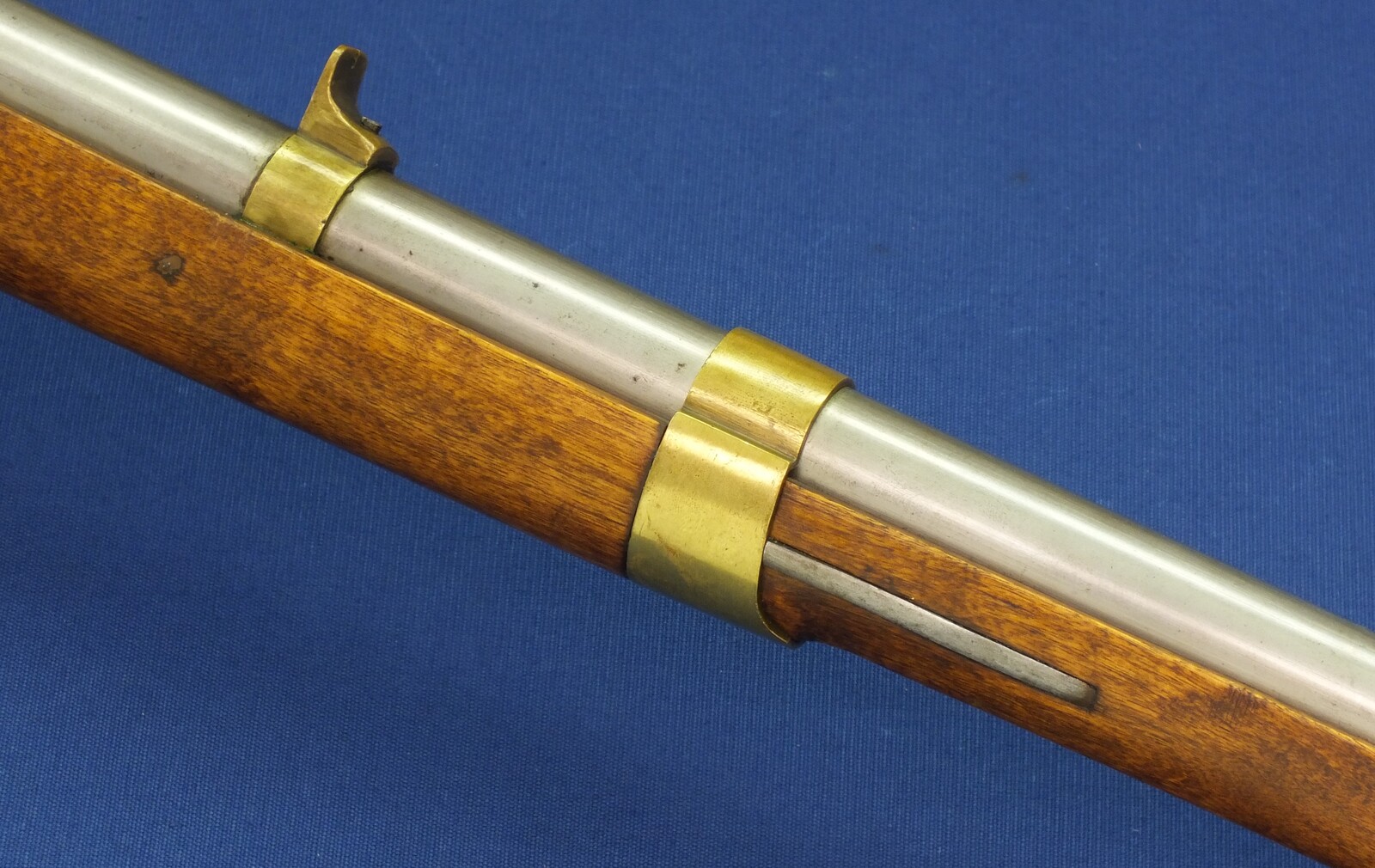 An antique Swedish Military Model 1845-54 Percussion Musket for Minié bullet. Made by Carl Gustav Stad 1853. Caliber 18,5mm, length 146cm. In very good condition. Price 1.500 euro