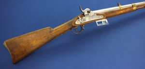 An antique Swedish Military Model 1845-54 Percussion Musket for Minié bullet. Made by Huskvarna 1845. Caliber 18,5mm, length 147cm. In near mint condition. Price 1.350 euro