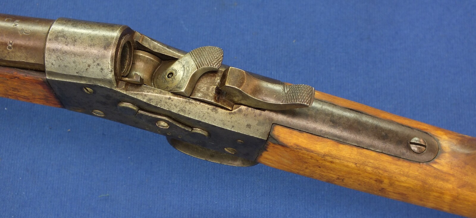 An antique Swedish shortened Rolling Block Rifle by Carl Gustav 1875. Caliber 12.7x44R Centerfire. Barrel 70,5cm. Length 111cm. In very good condition. Price 450 euro