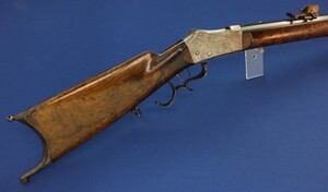 An antique Swiss Martini Breechloading Stutzer-Target Rifle by Rud. Elmer St. Gallen. Caliber 41 Swiss Rim and Centerfire. Set-triggers. 80cm octagon barrel. Length 128cm. In very good condition. Price 1.150 euro