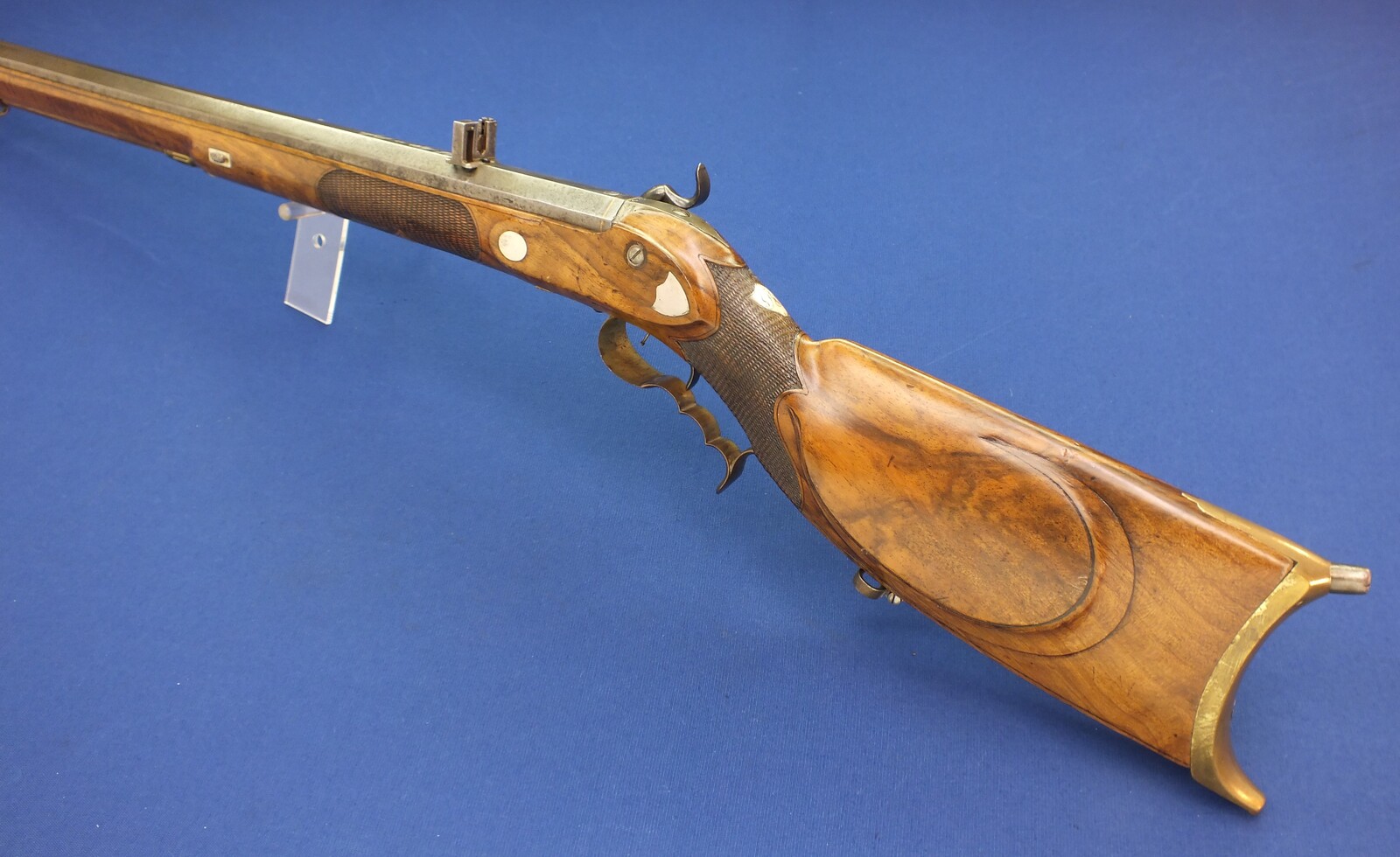 An antique Swiss Percussion Rifle signed  on the lock 