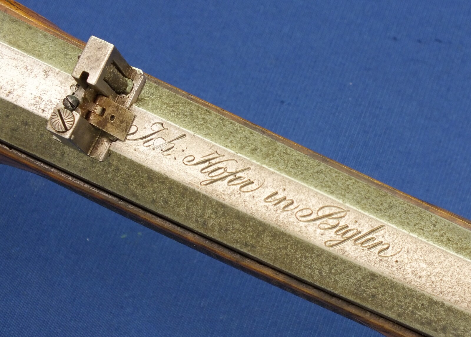 An antique Swiss Percussion Rifle signed  on the lock 