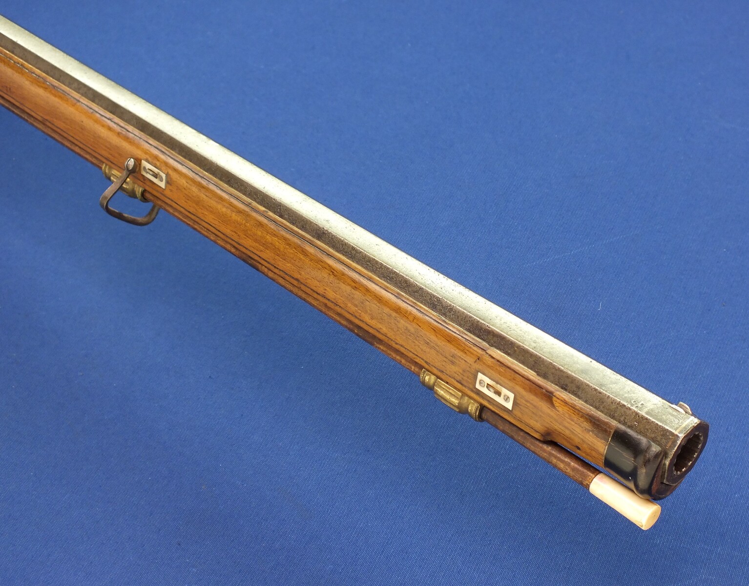 An antique Swiss Percussion Rifle signed  on the lock 