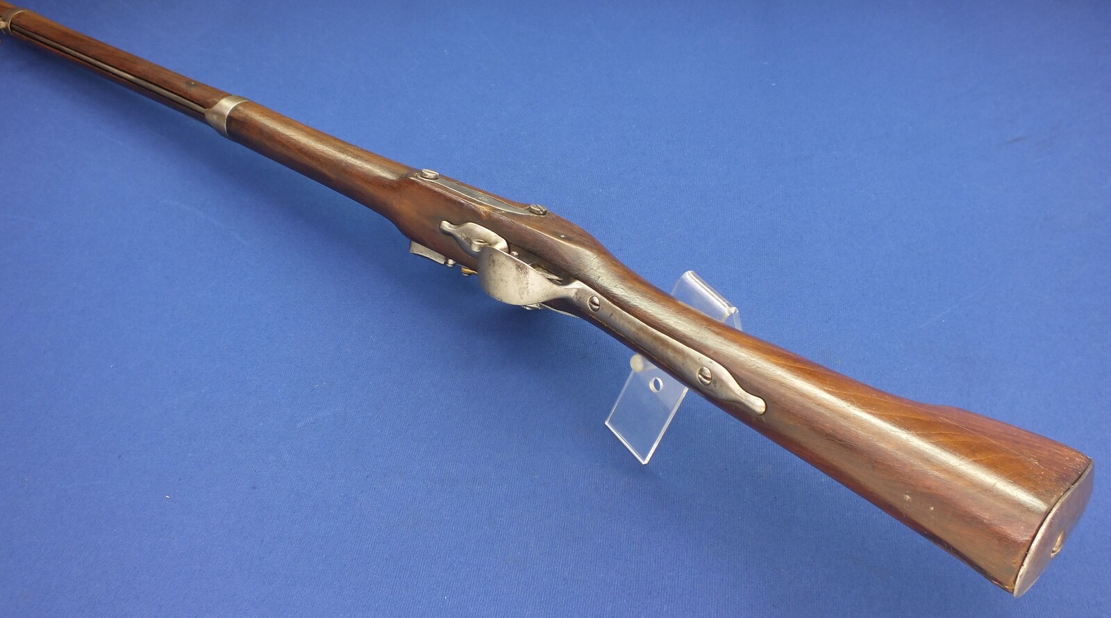 An antique  unrestored French Revolution Period Flintlock Musket Model 1777, caliber 18 mm, length 140 cm, complete with bayonet, in good condition. Price 750 euro